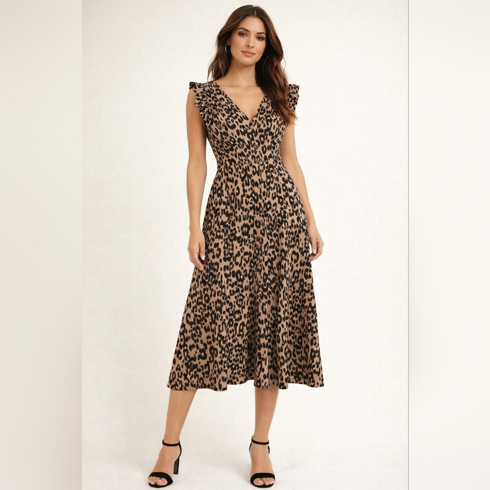 Chic Animal Print Midi Dress